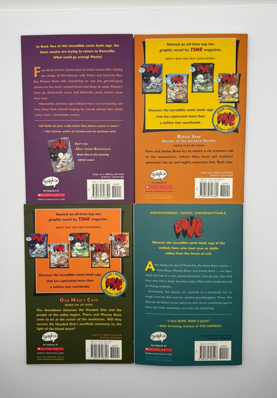 Lot of 4 Bone Books – Jeff Smith – PB – #1, #2, #5, #6