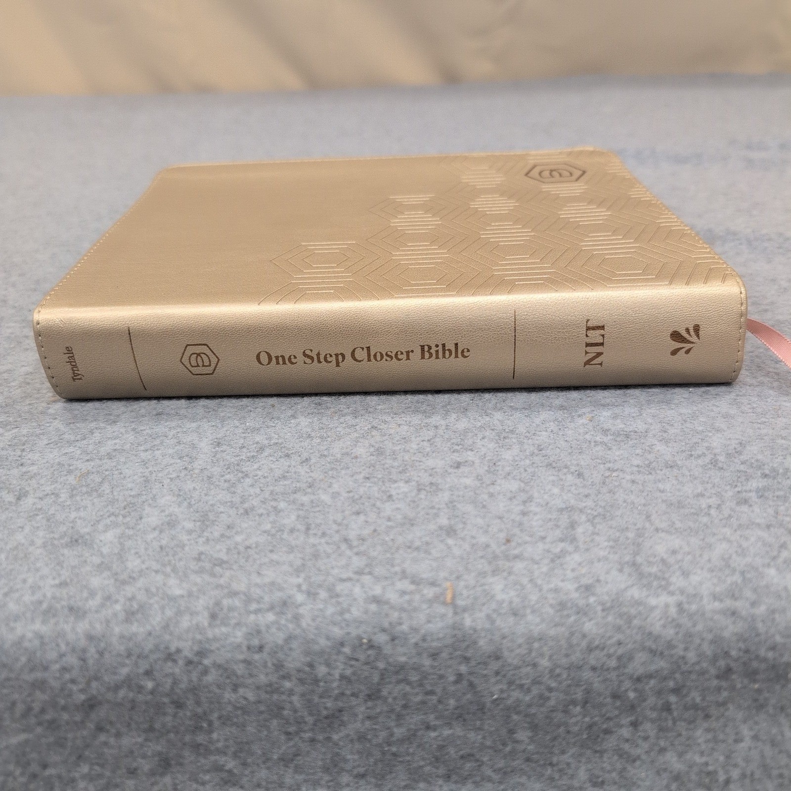 Tyndale One Step Closer Bible NLT Champagne Gold LeatherLike Geometric Honeycomb