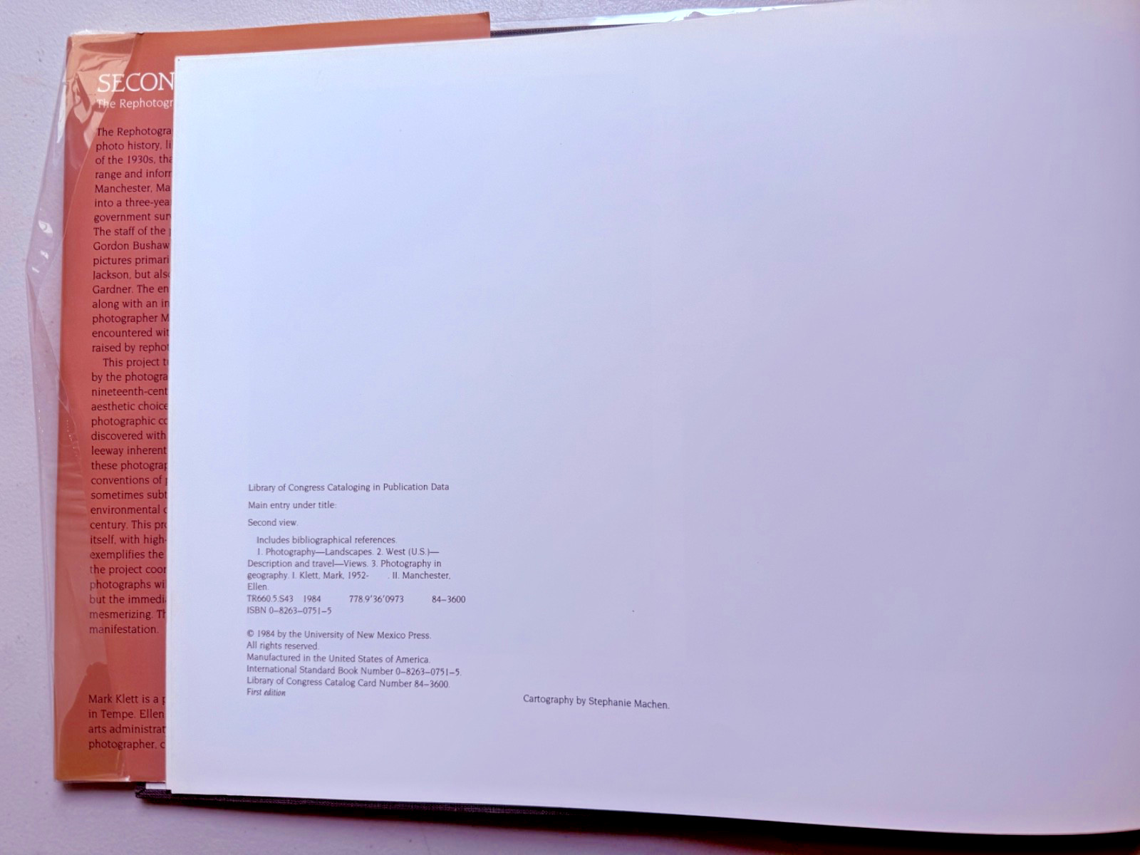 SECOND VIEW: THE REPHOTOGRAPHIC SURVEY PROJECT By Mark Klett & Joann Verburg VG+