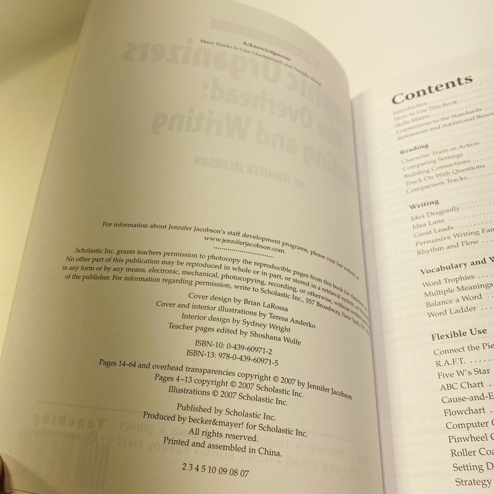 GRAPHIC ORGANIZERS FOR THE OVERHEAD: READING AND WRITING: By Jennifer Jacobson