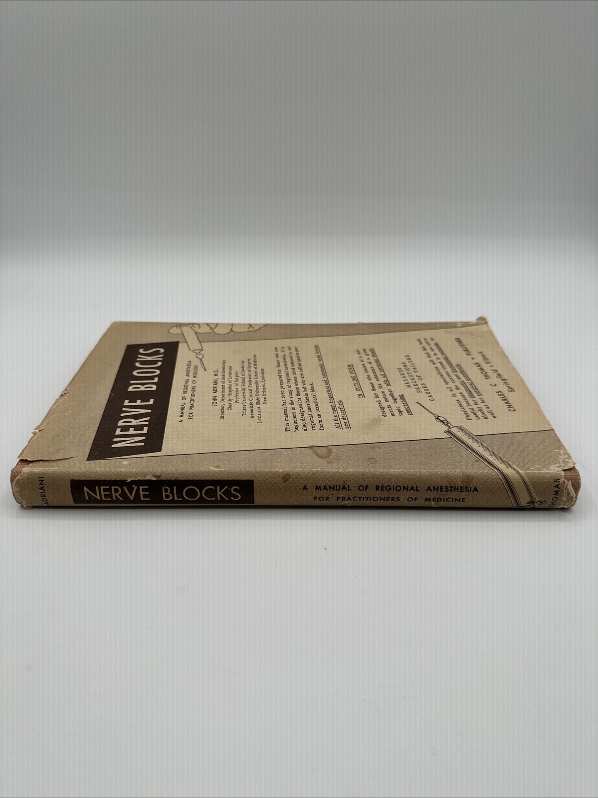 Nerve Blocks John Adriani 1954 Hardcover DJ Anesthesia 265 Pages