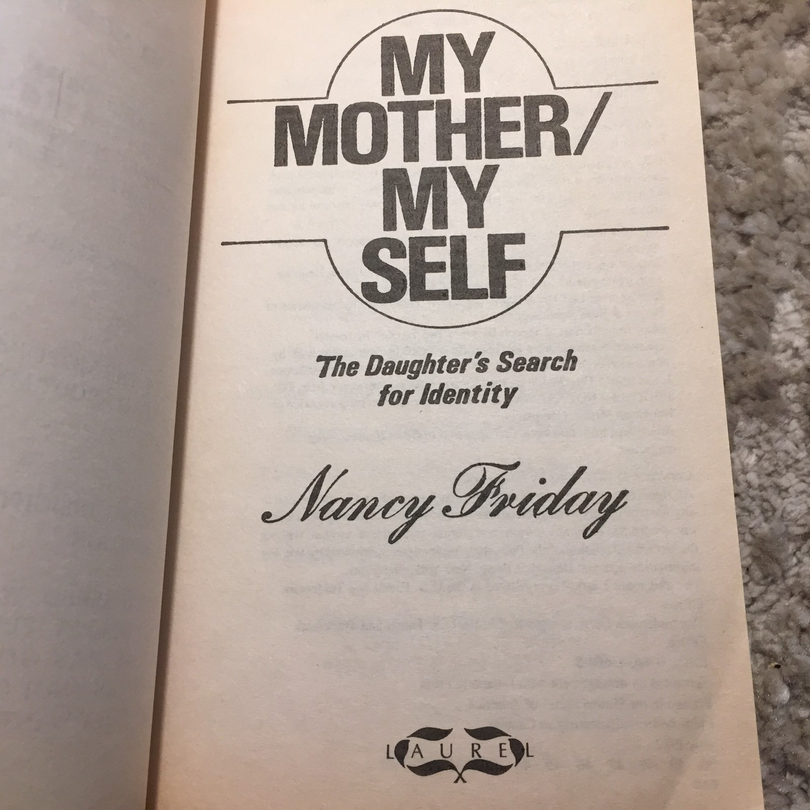 My Mother My Self Nancy Friday 1987 Laurel Female Identity Formation Paperback
