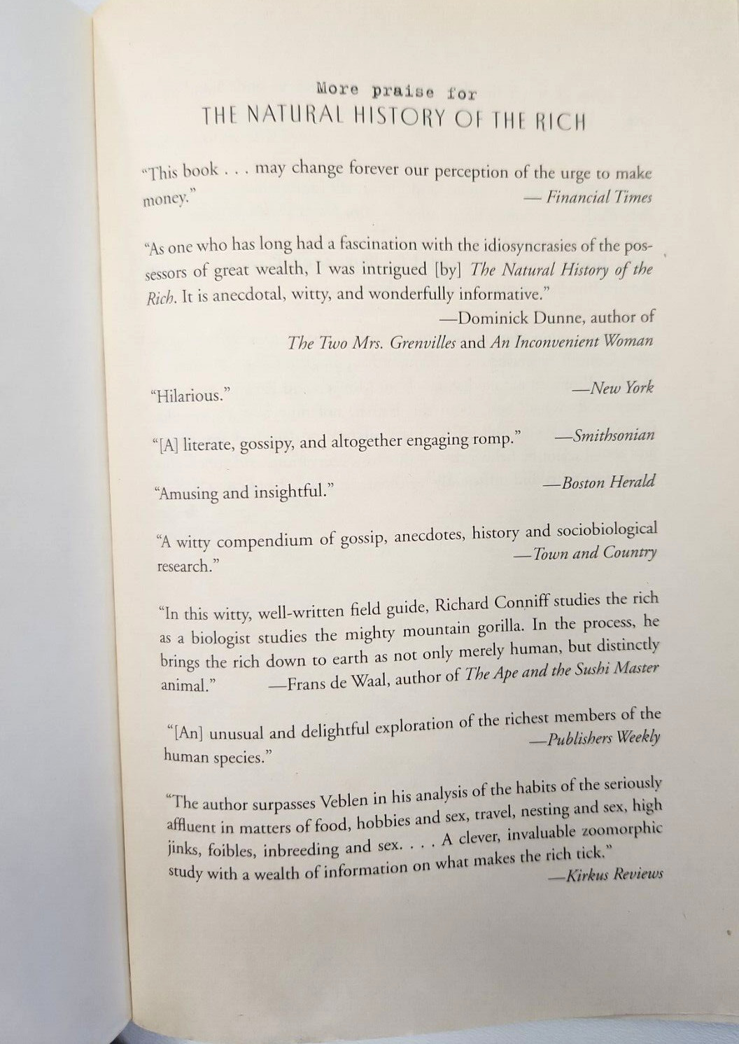 The Natural History of the Rich Field Guide PB Book Social Science Humor Wealth