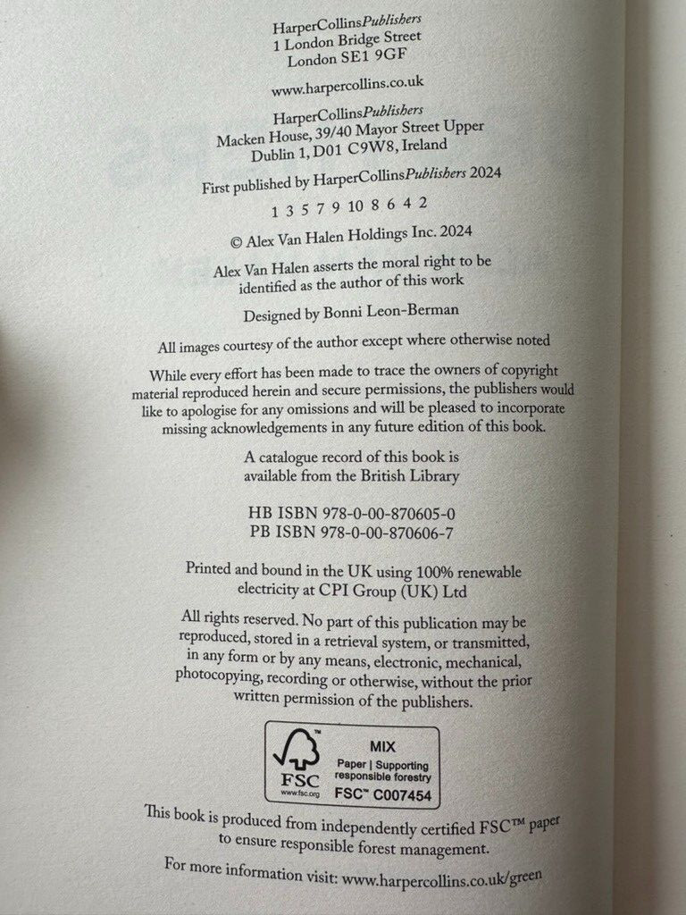 Alex Van Halen Signed/Autographed – Brothers – UK First Edition Book In Hand