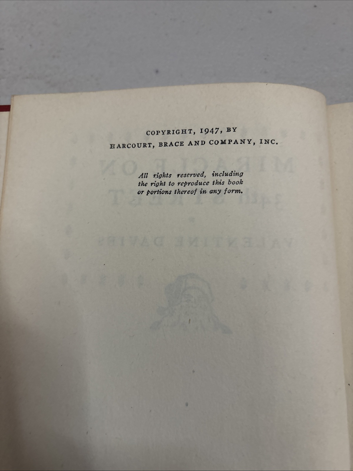 1947 Miracle On 34th Street by Valentine Davies – by Harcourt, Brace and co.