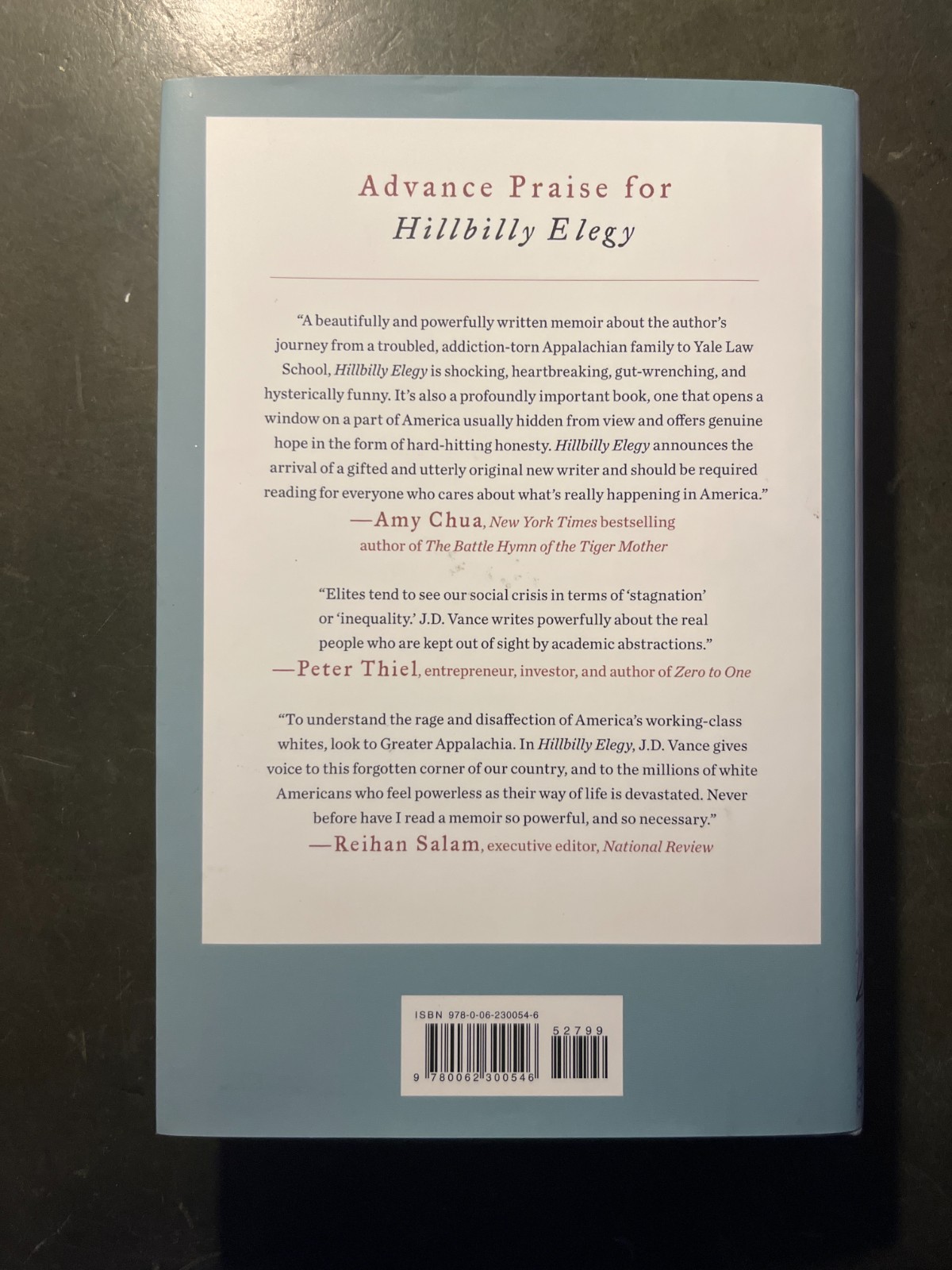 Hillbilly Elegy: A Memoir of a Family by J. D. Vance, 1st Edition, HCDJ -NEW –