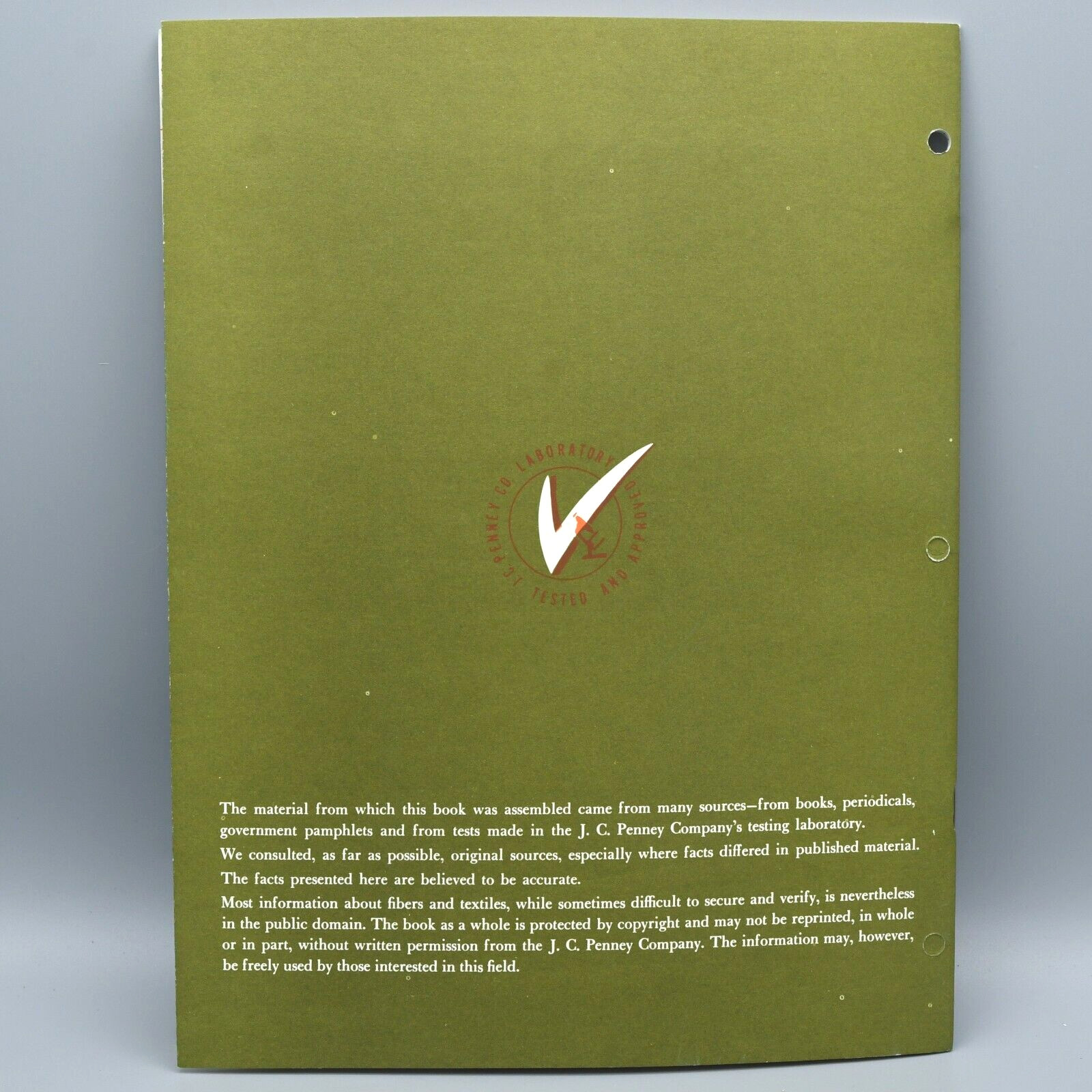 Modern Fibers and Fabrics Booklet 6th Edition 1962 JC Penney Teaching Material