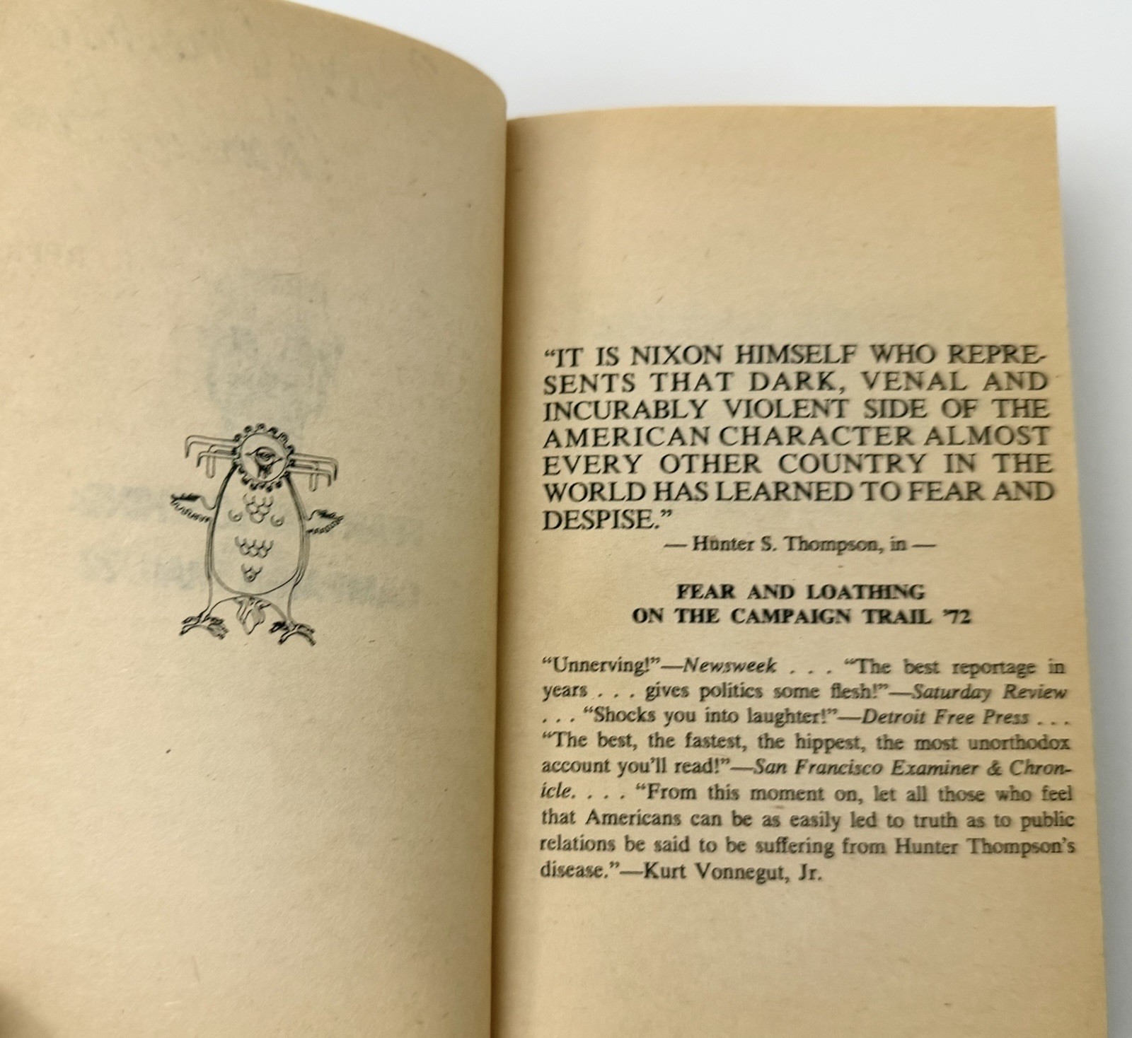 Fear and Loathing: On the Campaign Trail ’72 Hunter S. Thompson Paperback 1973