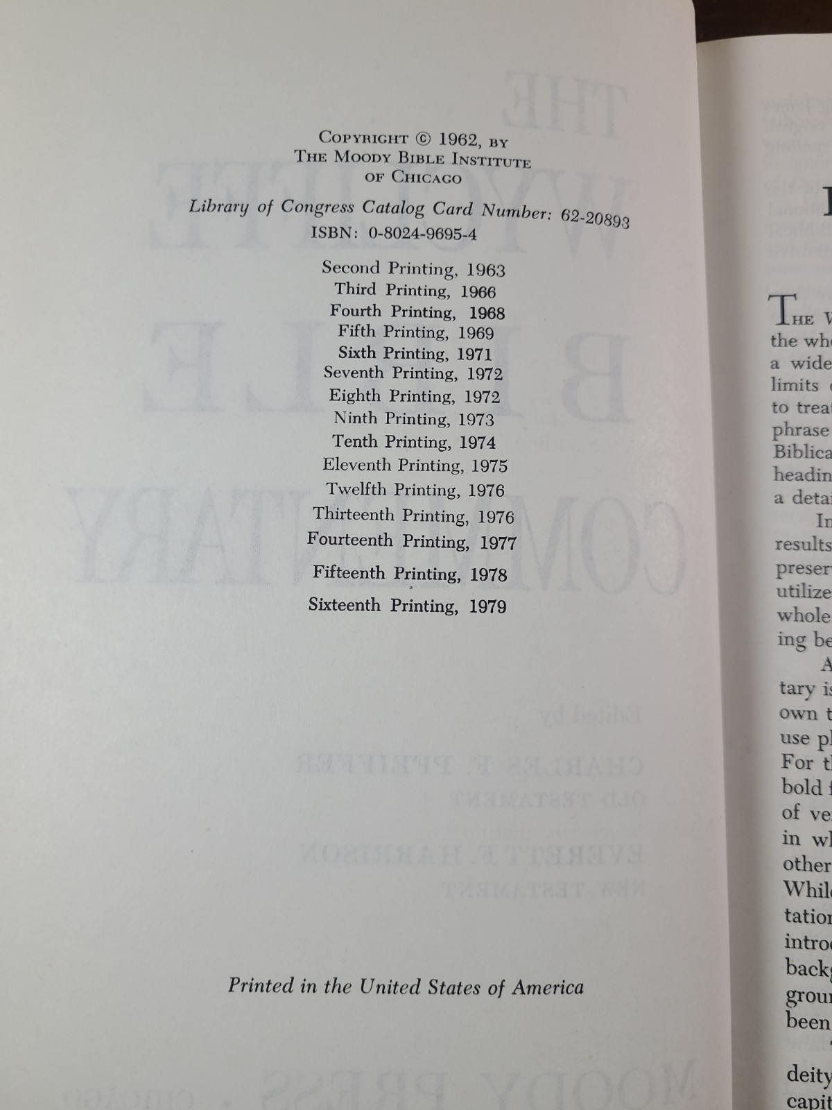 The Wycliffe Bible Commentary Ed. by Pfeiffer & Harrison Moody Press 1979