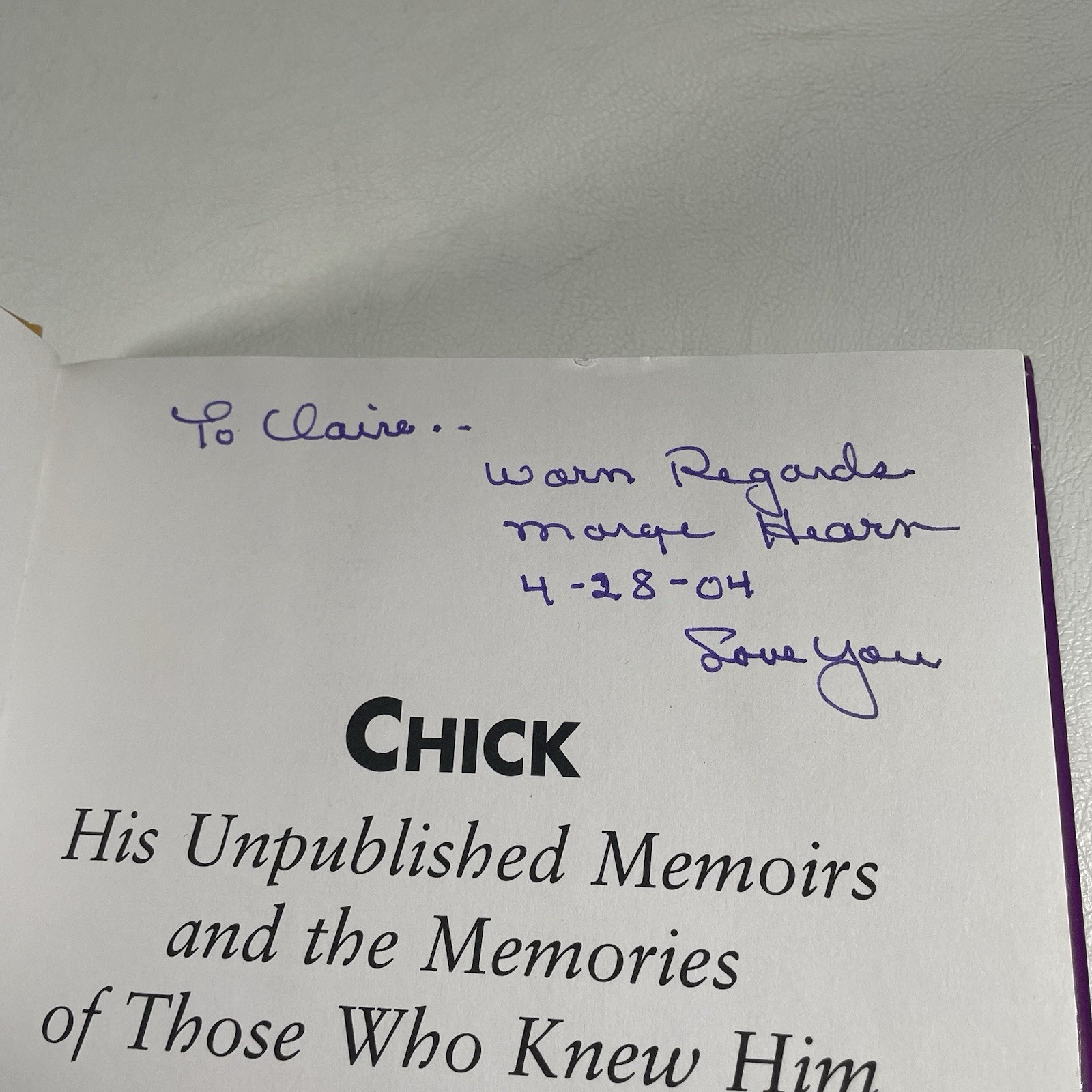 Chick Hearn His Unpublished Memoirs Book Signed By Steve Springer Marge 2004