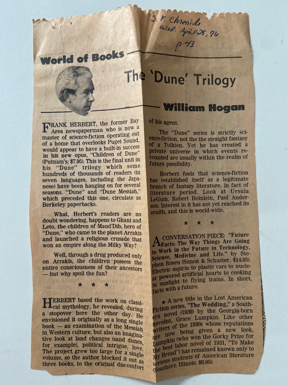 Dune Frank Herbert 1965 BCE Book Club Edition HCDC Gutter Code 43Q