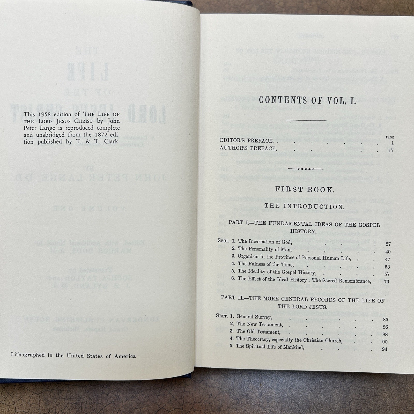 Life of the Lord Jesus Christ 4 Vol Set 1958 Zondervan John Peter Lange Theology
