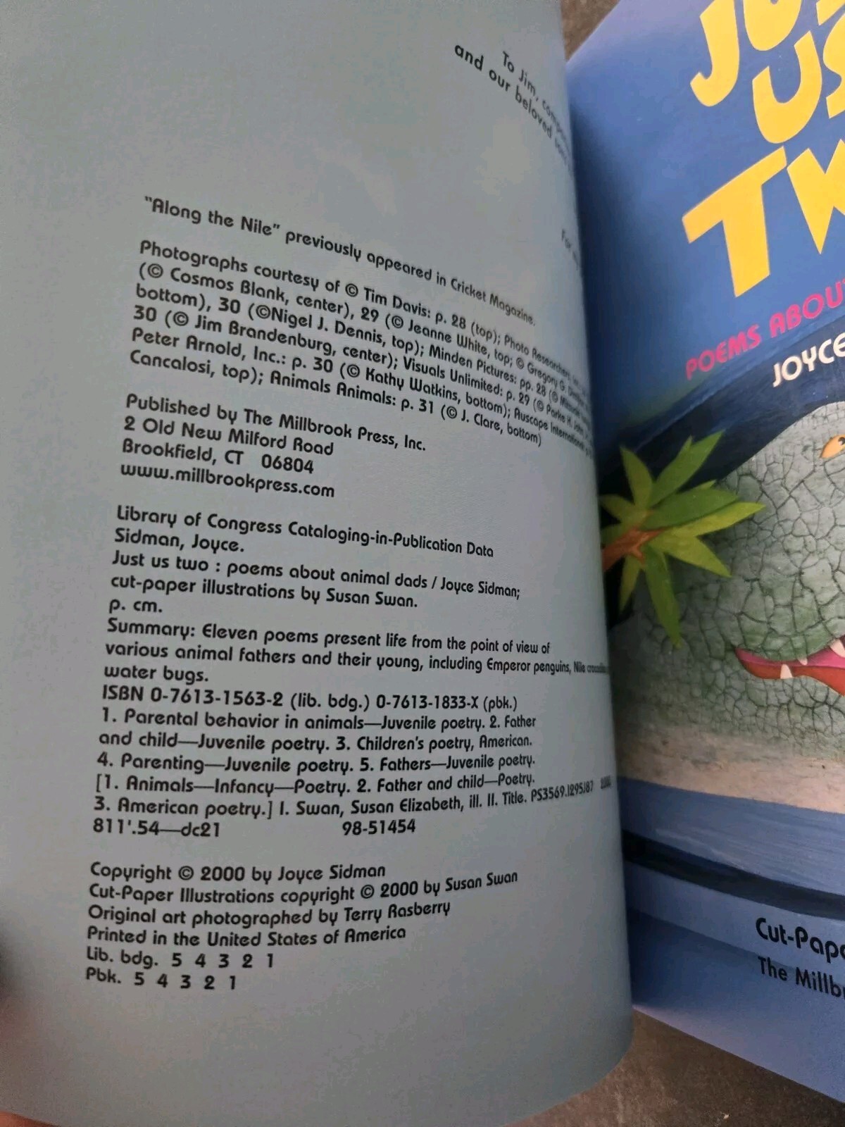 Just Us Two : Poems about Dads by Joyce Sidman and Susan Swan (2003, Trade…