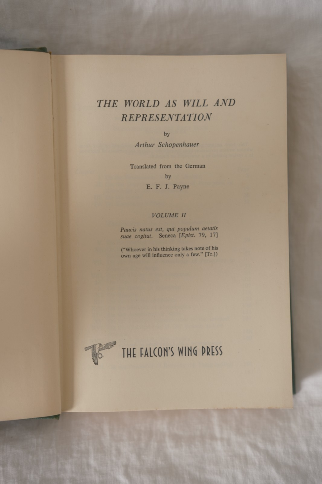 Very Scarce First Thus Schopenhauer World as Will & Representation 2 Vol. 1958