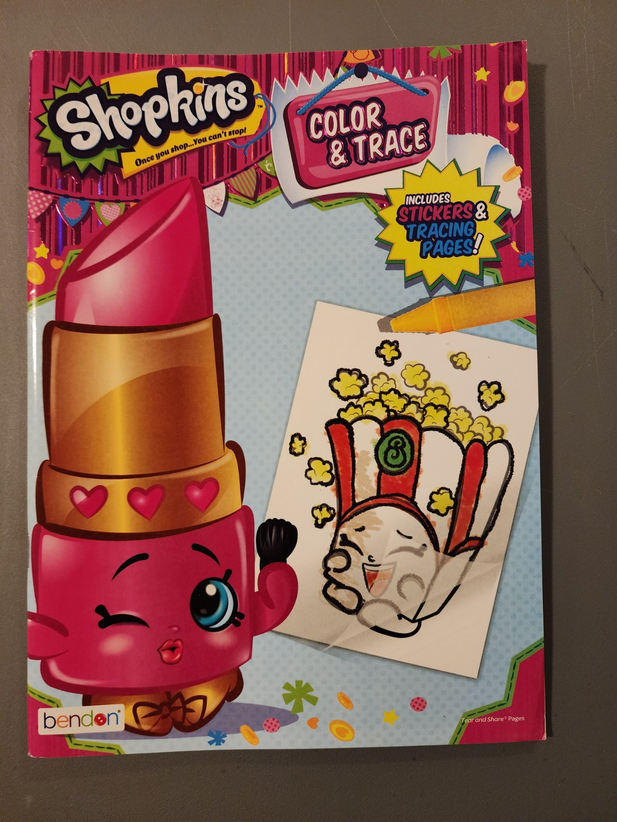 SHOPKINS COLOR & TRACE INCLUDES STICKERS & TRACING PAGE