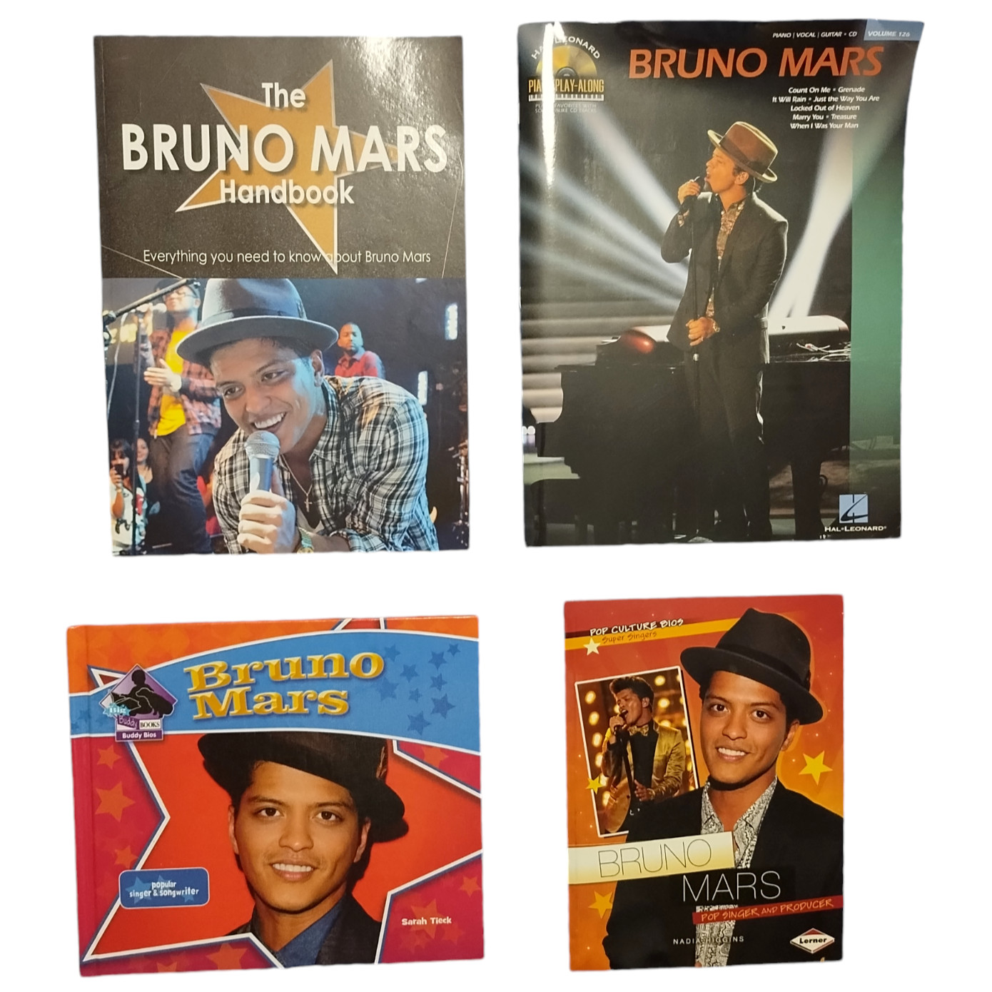 Bruno Mars Book Lot of 4 Pop Singer Songwriter Producer Piano Play Along & CD