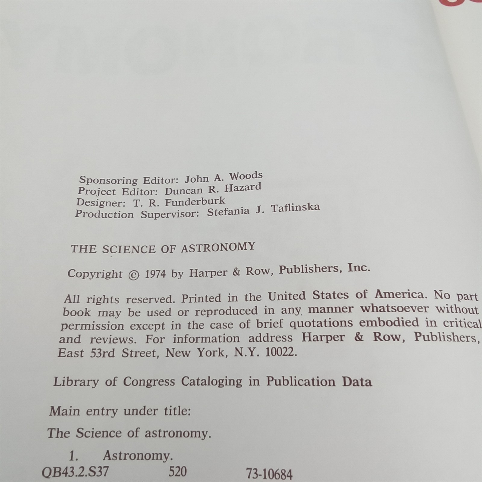 Vintage 1974 Textbook The Science Of Astronomy Paperback 466 Pages New Arrival