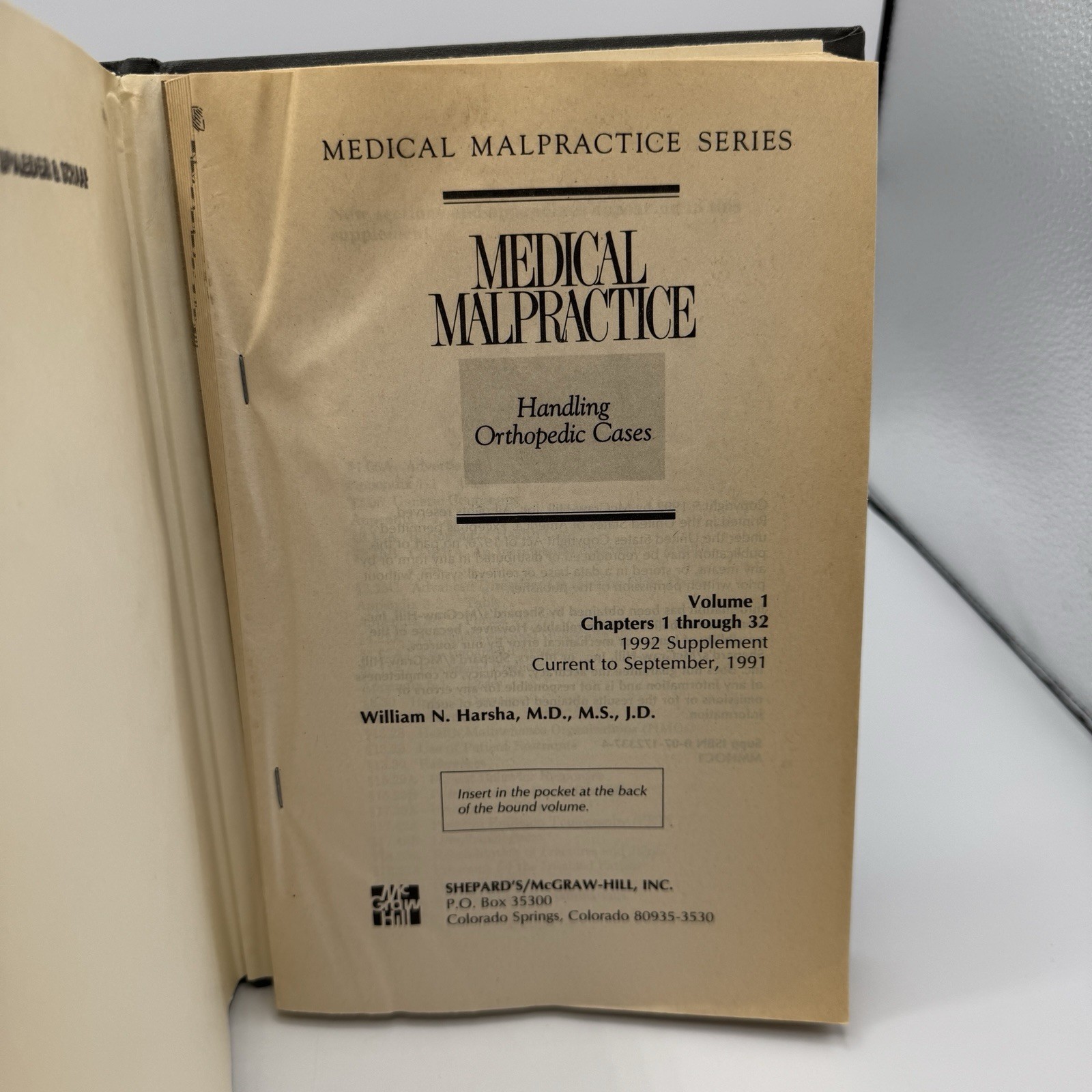 Medical Malpractice Book Lot Of 6 Mc Graw Hill / Shepards Law Emergency & Misc