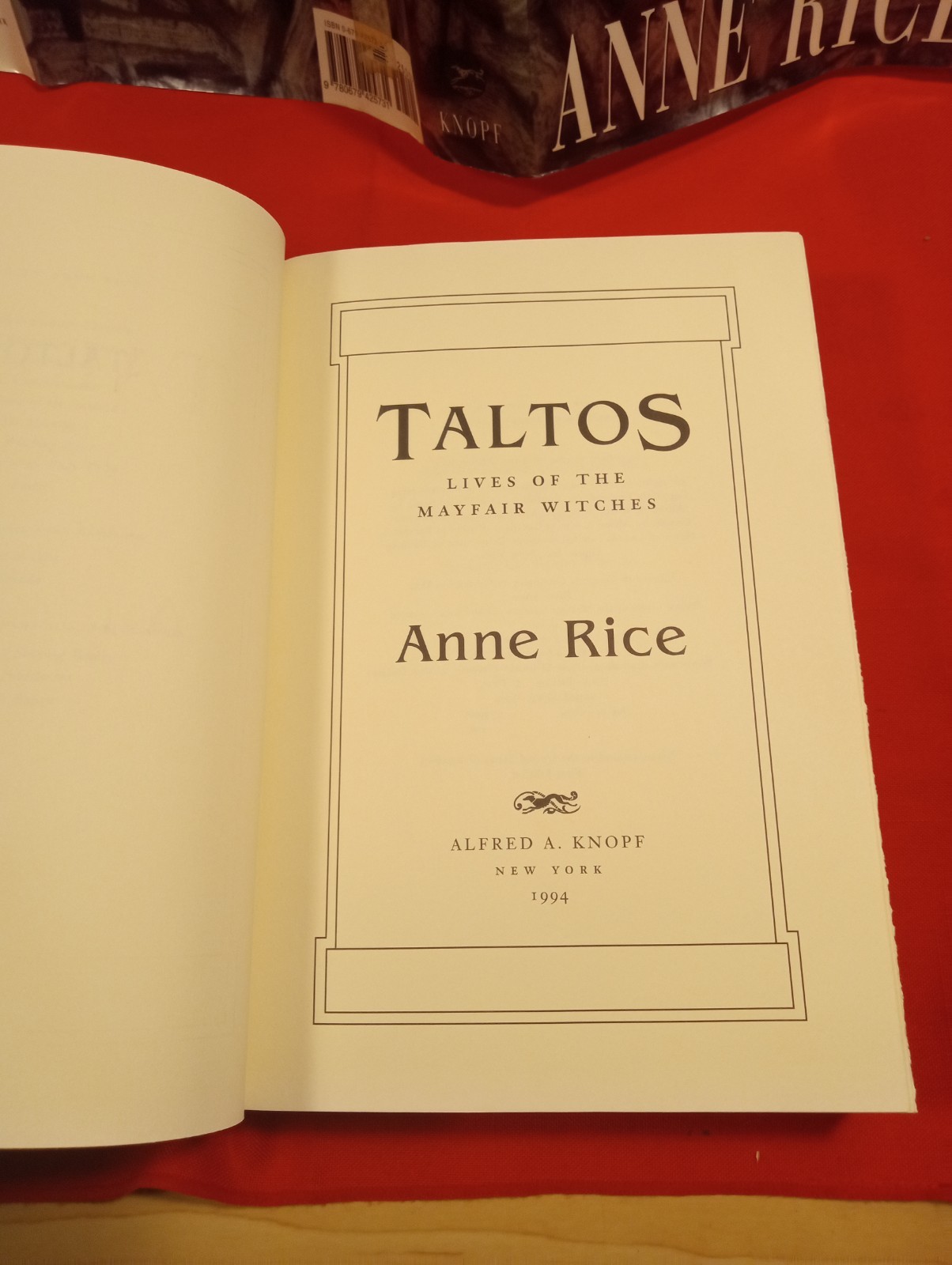 ANNE RICE – TALTOS LIVES OF THE MAYFAIR WITCHES/ HARDBACK BOOK/ FREE SHIP