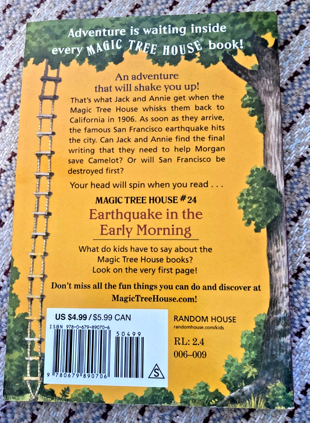 EARTHQUAKE IN THE EARLY MORNING Magic Tree House Mary Pope Osborne FREE POST