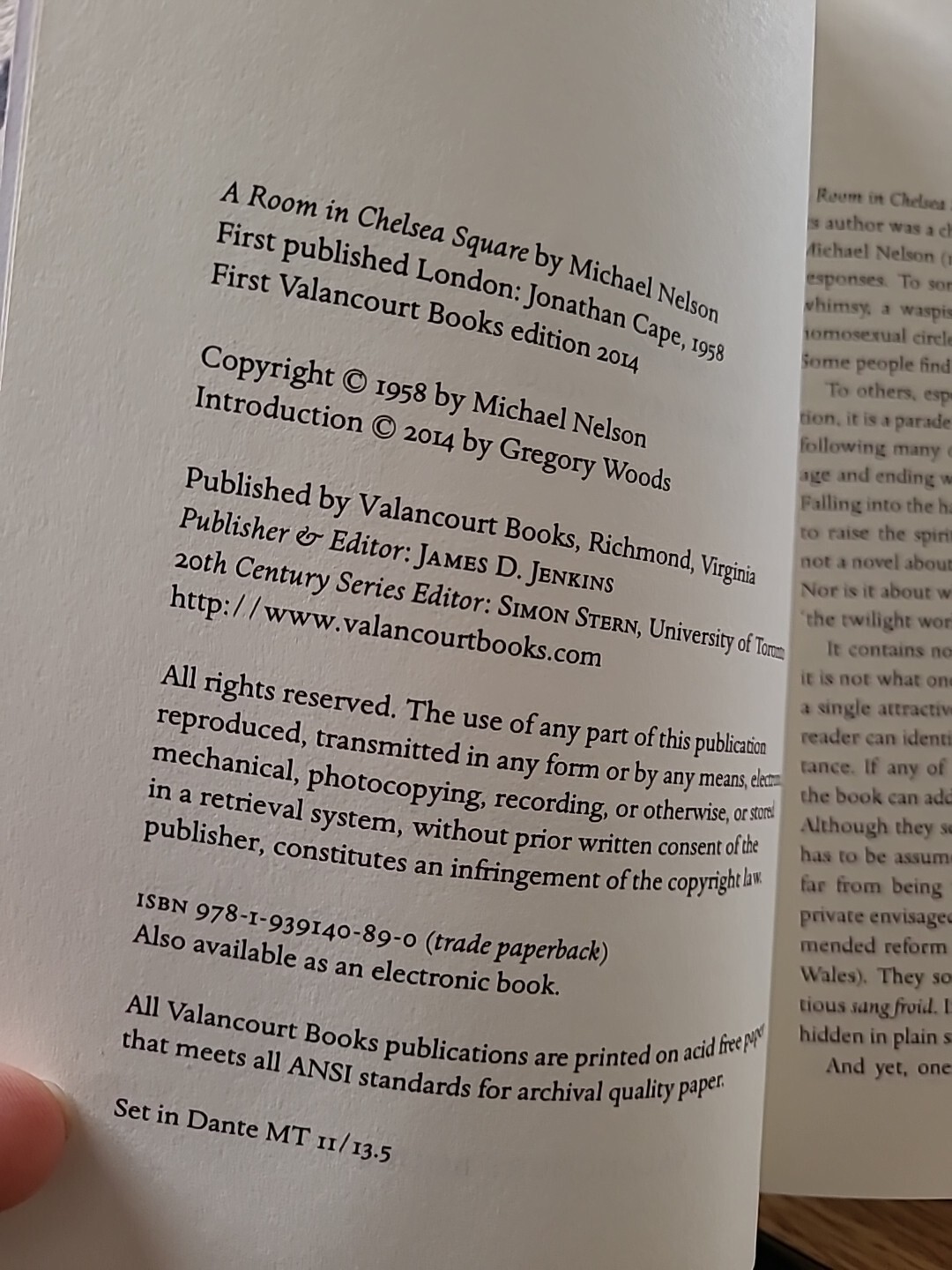 A Room in Chelsea Square by Michael Nelson [Paperback, 164 pages] 2014