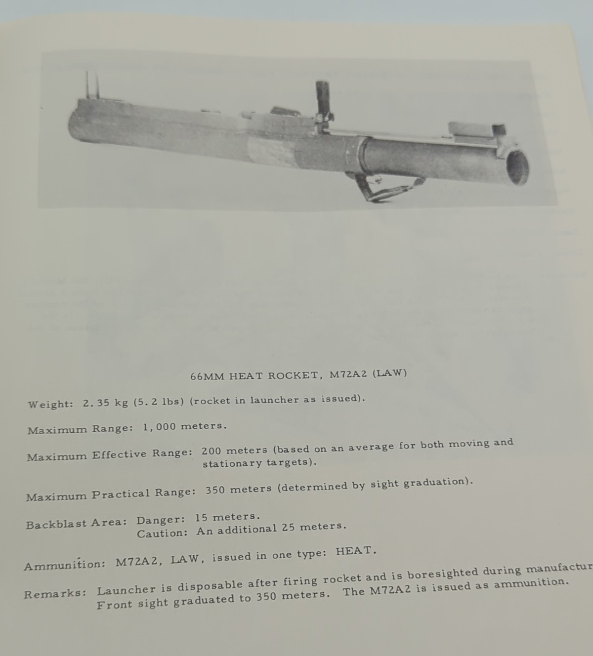 U.S. Army WEAPONS HANDBOOK By USAES Engineer School Fort Benning / Belvoir 1977