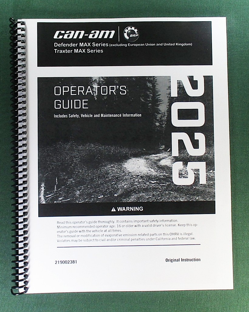 2025 Can-Am Defender MAX DPS HD7 Owner’s Manual: 260 Pages & Protective Covers!