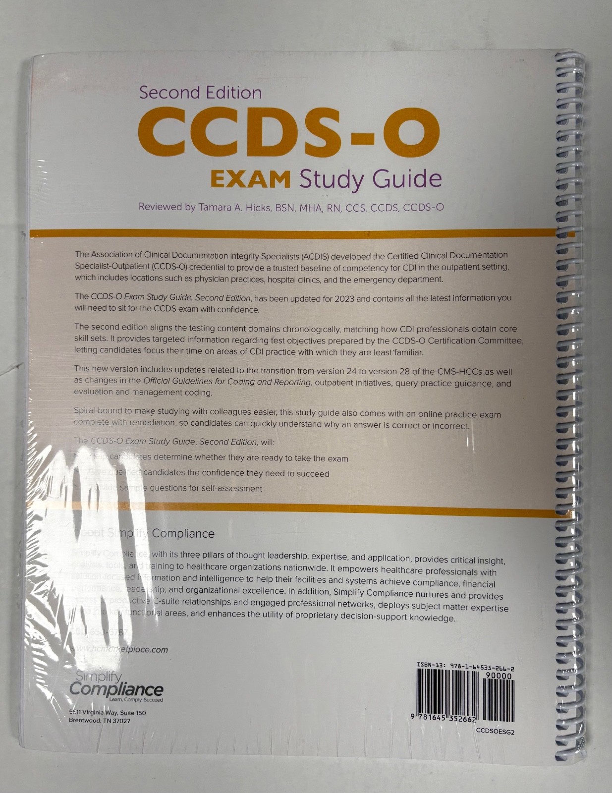 CCDS-O Exam Study Guide Second Edition acdis BRAND NEW SEALED