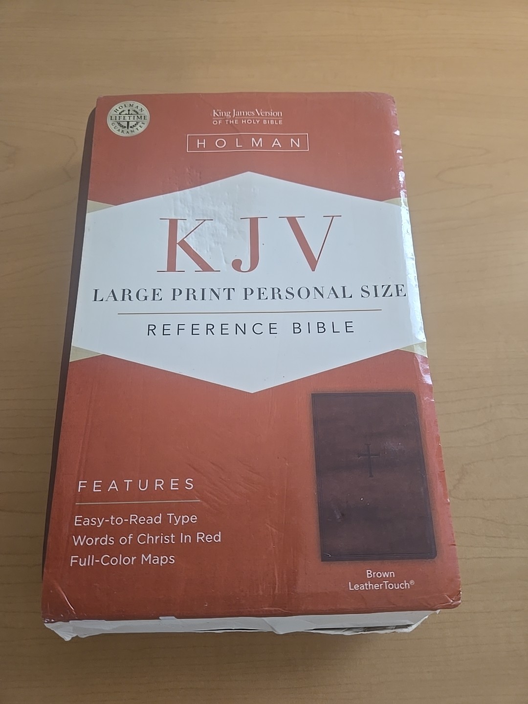 KJV Large Print Personal Size Reference Bible Saddle Brown Leather Touch King