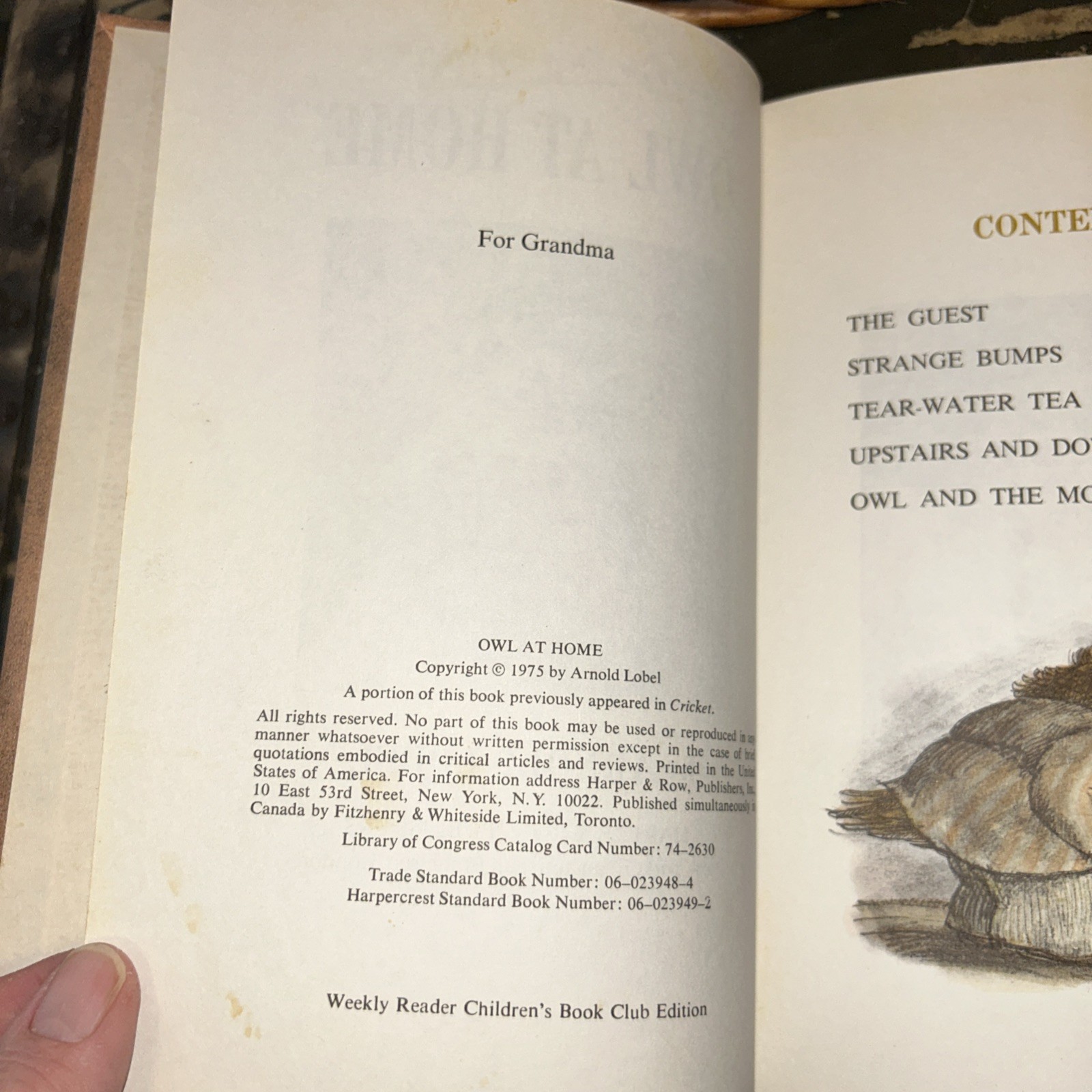 Owl at Home by Arnold Lobel 1975, Hardcover Weekly Reader Book Club Edition E2