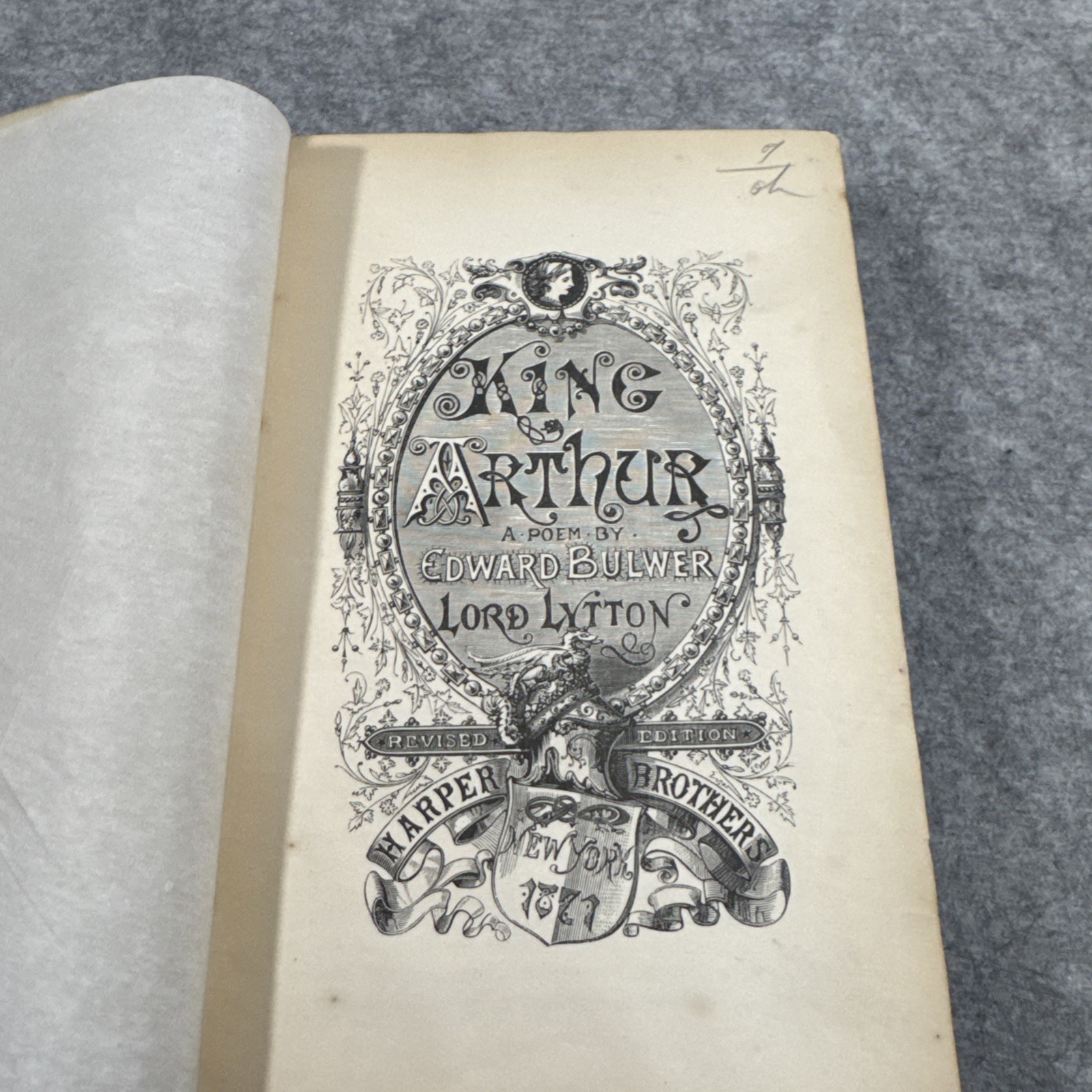 King Arthur. A Poem Revised Edition by Edward Bulwer, Lord Lytton READ!!