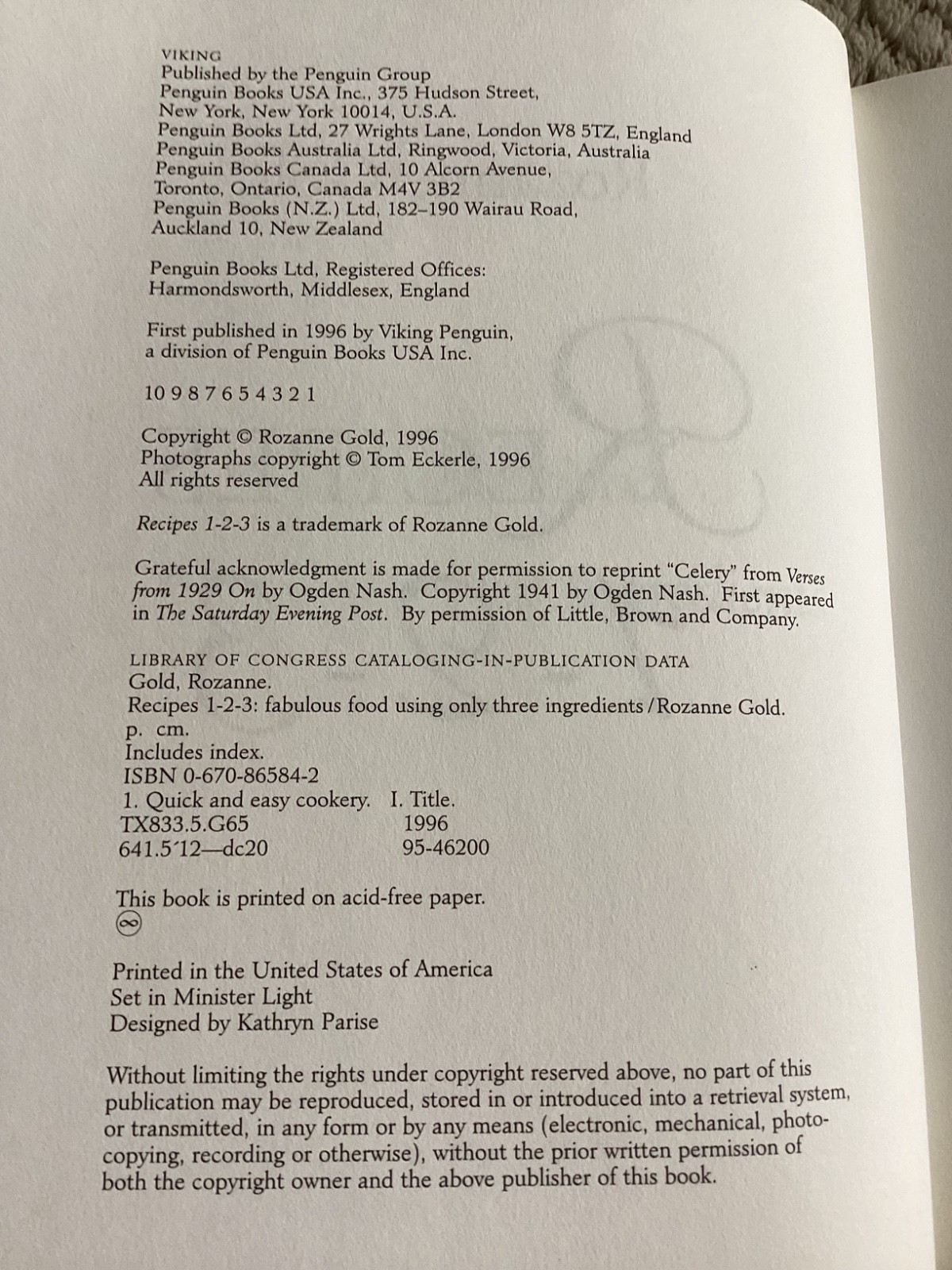 *Signed* A New World of Taste: Recipes 1-2-3 by Rozanne Gold (1996, HCDJ + Slip)