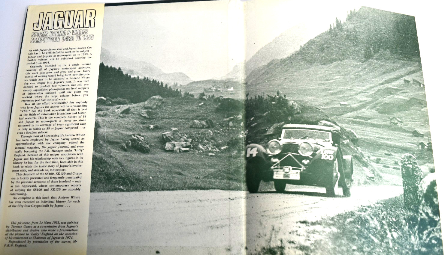 001: JAGUAR: SPORTS RACING & WORKS COMPETITION CARS TO 1953 By Andrew Whyte *VG*
