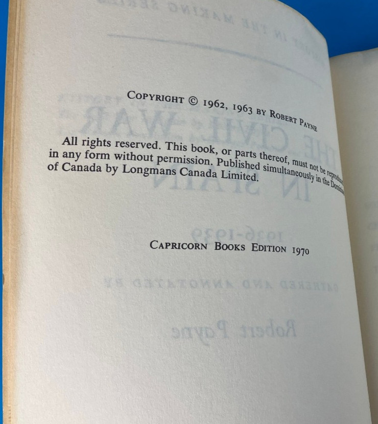 Book The Civil War in Spain 1936-1939 Robert Payne PB 1970