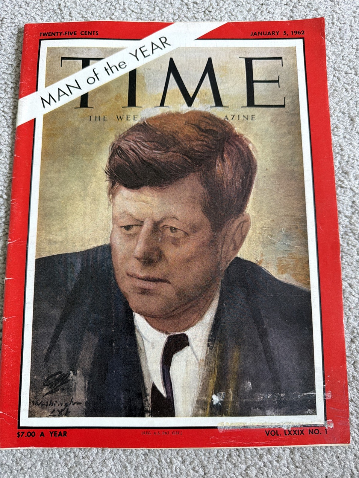 VINTAGE TIME MAGAZINE JFK JOHN F. KENNEDY MAN OF THE YEAR JANUARY 5 1962