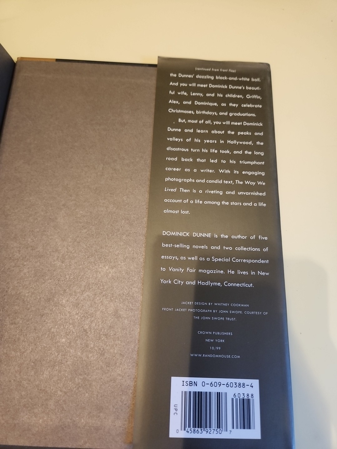 1999 1ST EDITION SIGNED BY AUTHOR DOMINICK DUMME THE WAY WE LIVED THEN HC BOOK