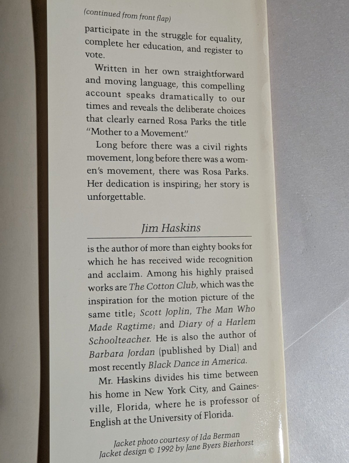 ROSA PARKS & Jim Haskins – MY STORY – HC/DJ, First Edition, First Printing, 1992