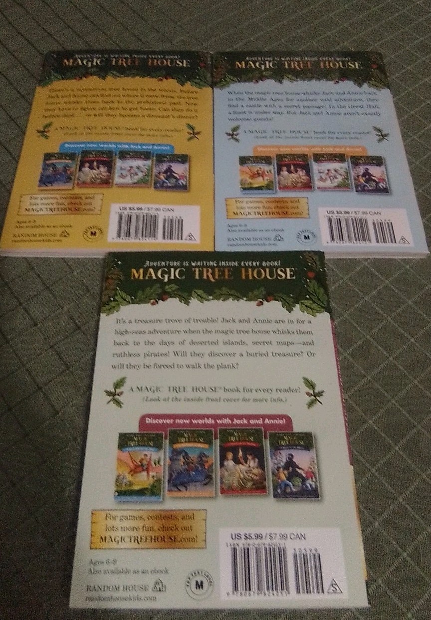 Magic Tree House Series 1,2,4 Dinosaurs Before Dark_Knight at Dawn 3 Paperback