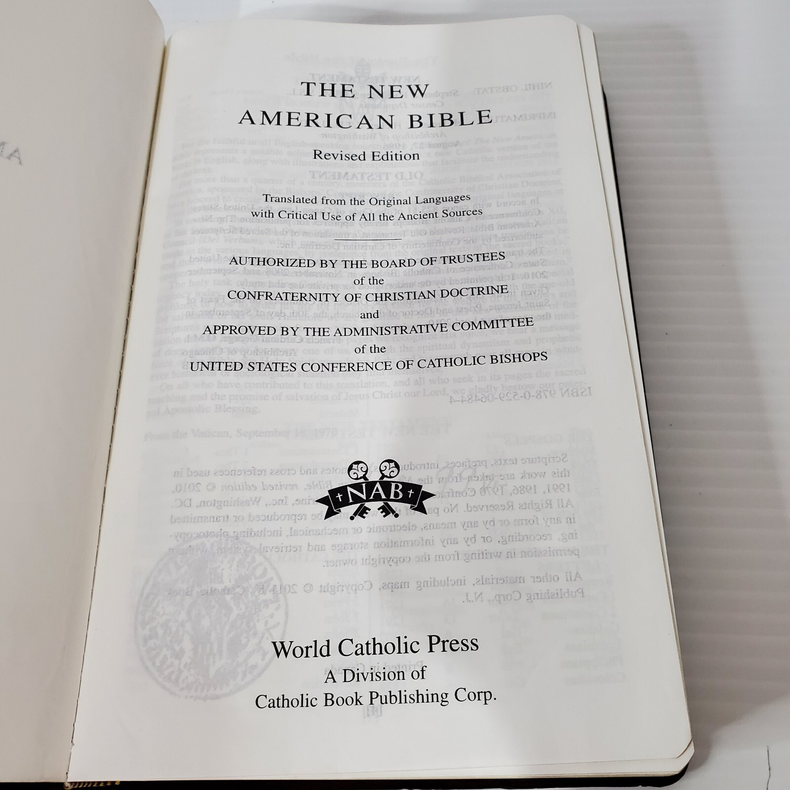 The New American Bible Catholic Red Letter Edition Hardcover 2011 World Press