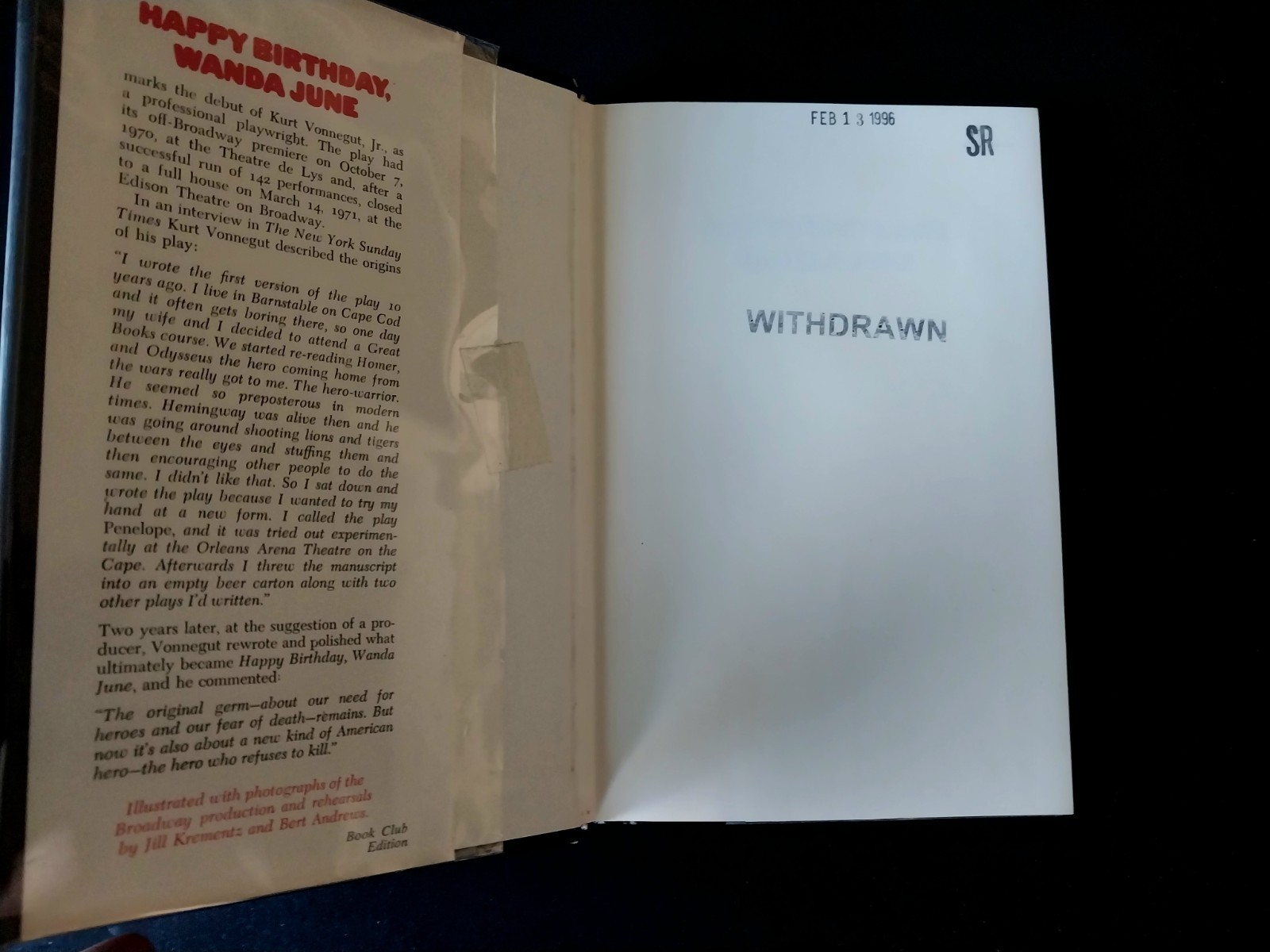 Kurt Vonnegut – Happy Birthday, Wanda June – Delacorte Press First Printing