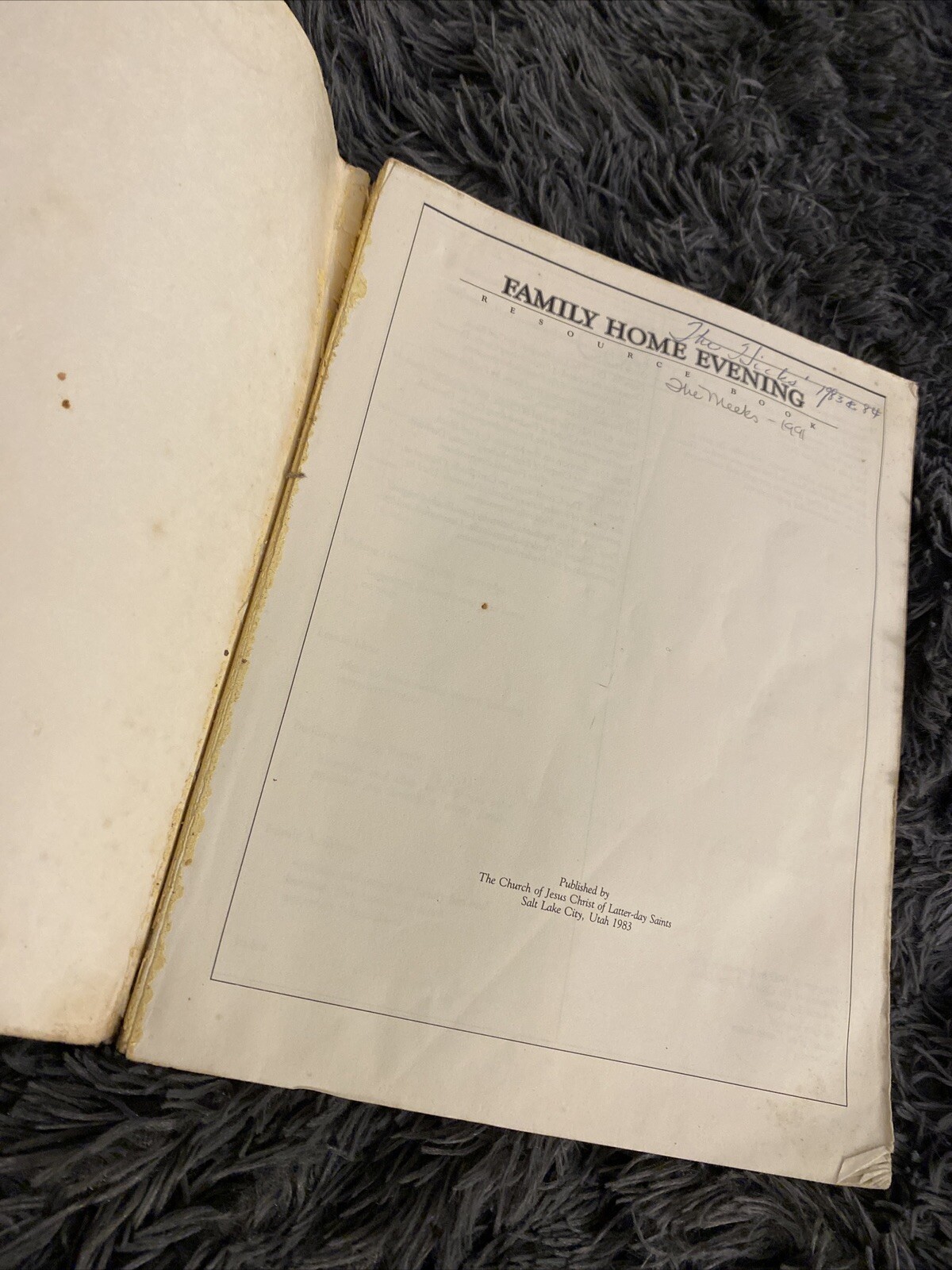 Family Home Evening Resource Book, 1983 – 346 pages – Acceptable Condition