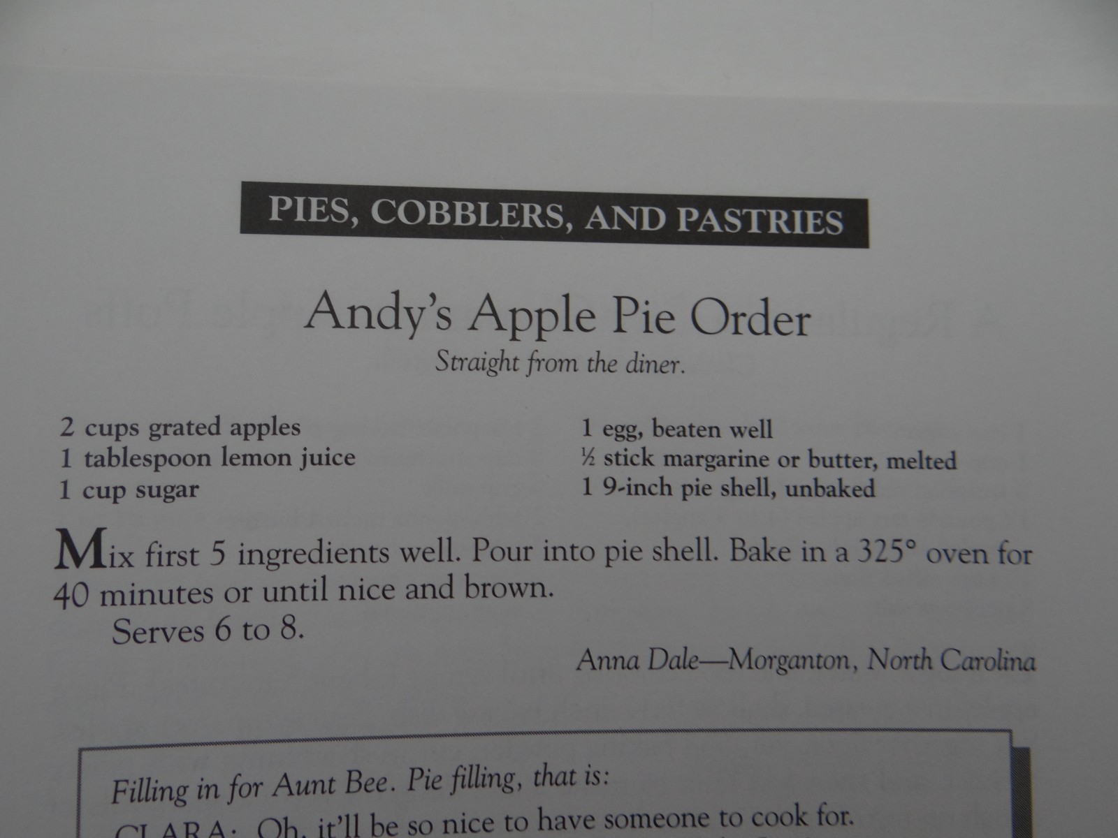 Aunt Bee’s Delightful Desserts Cookbook Spiral Bound Ken Beck Jim Clark Mayberry