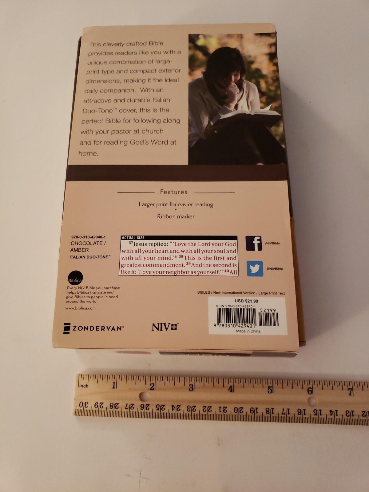NIV LP Chocolate Amber Holy Bible Large Print