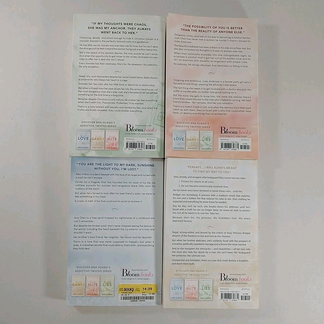 Twisted Series by Ana Huang – 4-Book Set ( Love, Games, Hate, Lies ) Used