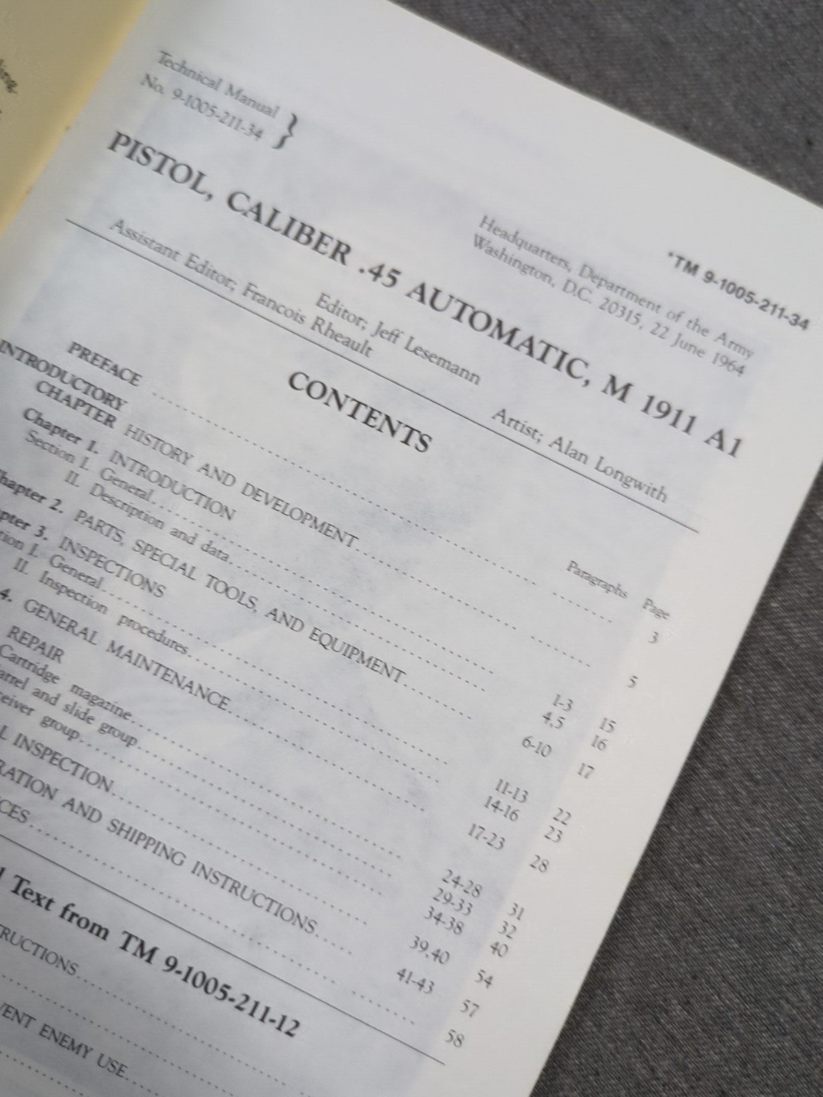 M1911A1 TM 9-1005-211-34 Direct & General Support Maintenance Manual June 1964