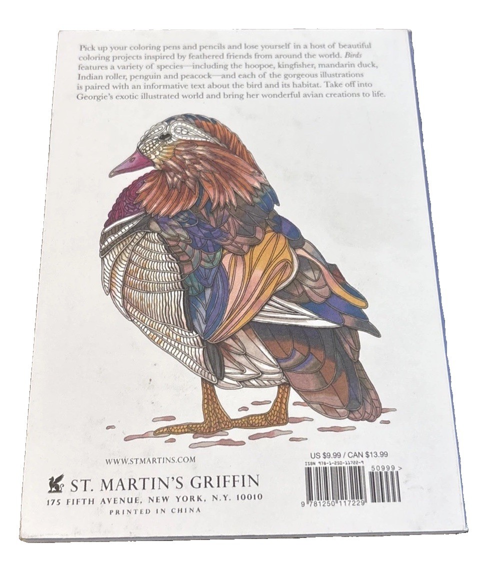 Birds A Mini Mindful Coloring Book Unused/ UnColored 20 Illustrations RARE