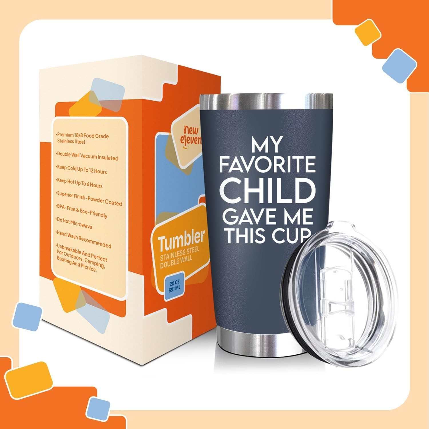Dad Birthday Gift – 20oz Tumbler for Father, Bonus Dad