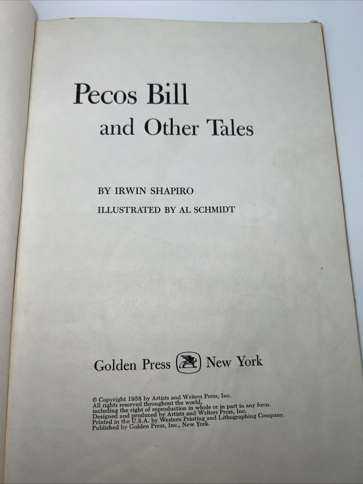 VTG Pecos Bill and Other Tales 1958 Golden Press HC Irwin Shapiro Al Schmidt Art