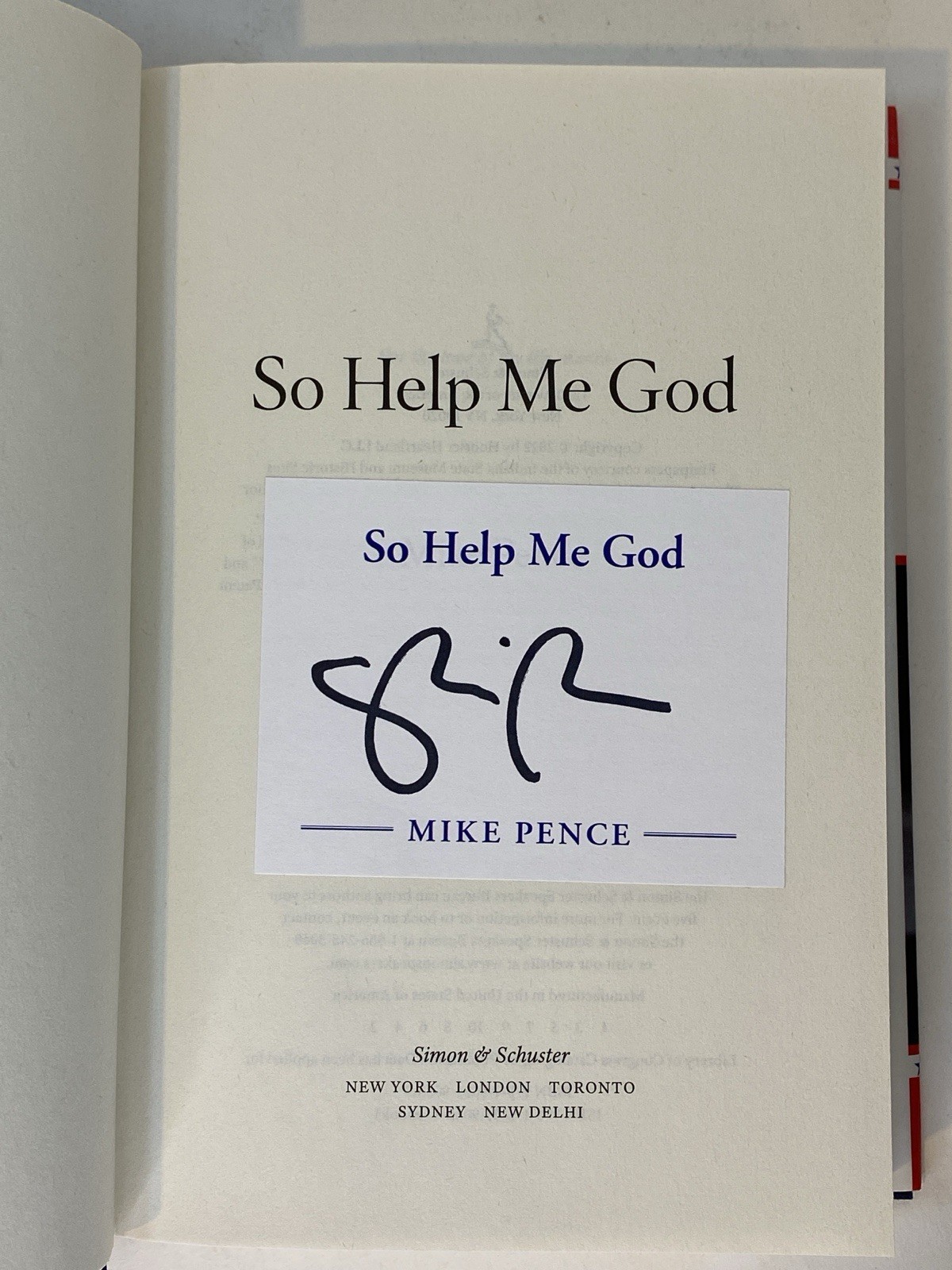 SIGNED Mike and Karen Pence books lot of 3 So Help Me God + 2x Marlon Bundo