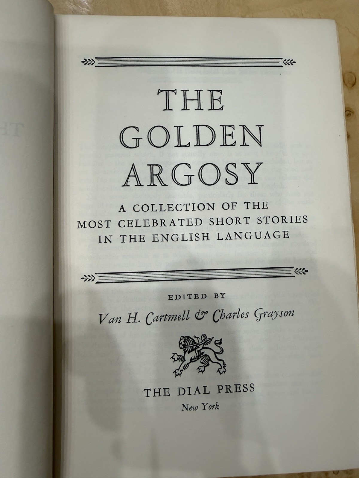 Vintage 1947 “The Golden Argosy” Literary Anthology Cartmell & Grayson Hardcover